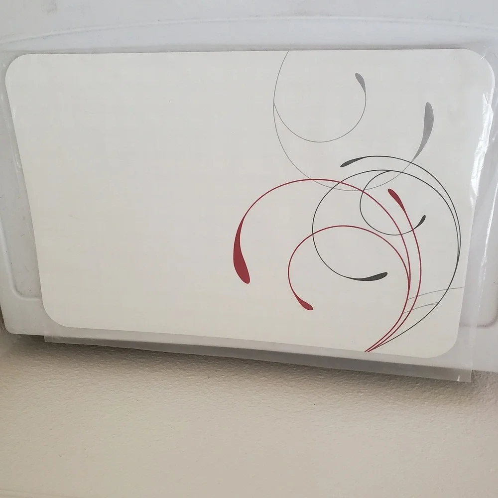 Corelle Coordinates Splendor Reversible Placemats 6 Pack Red Grey Swirl Plaid